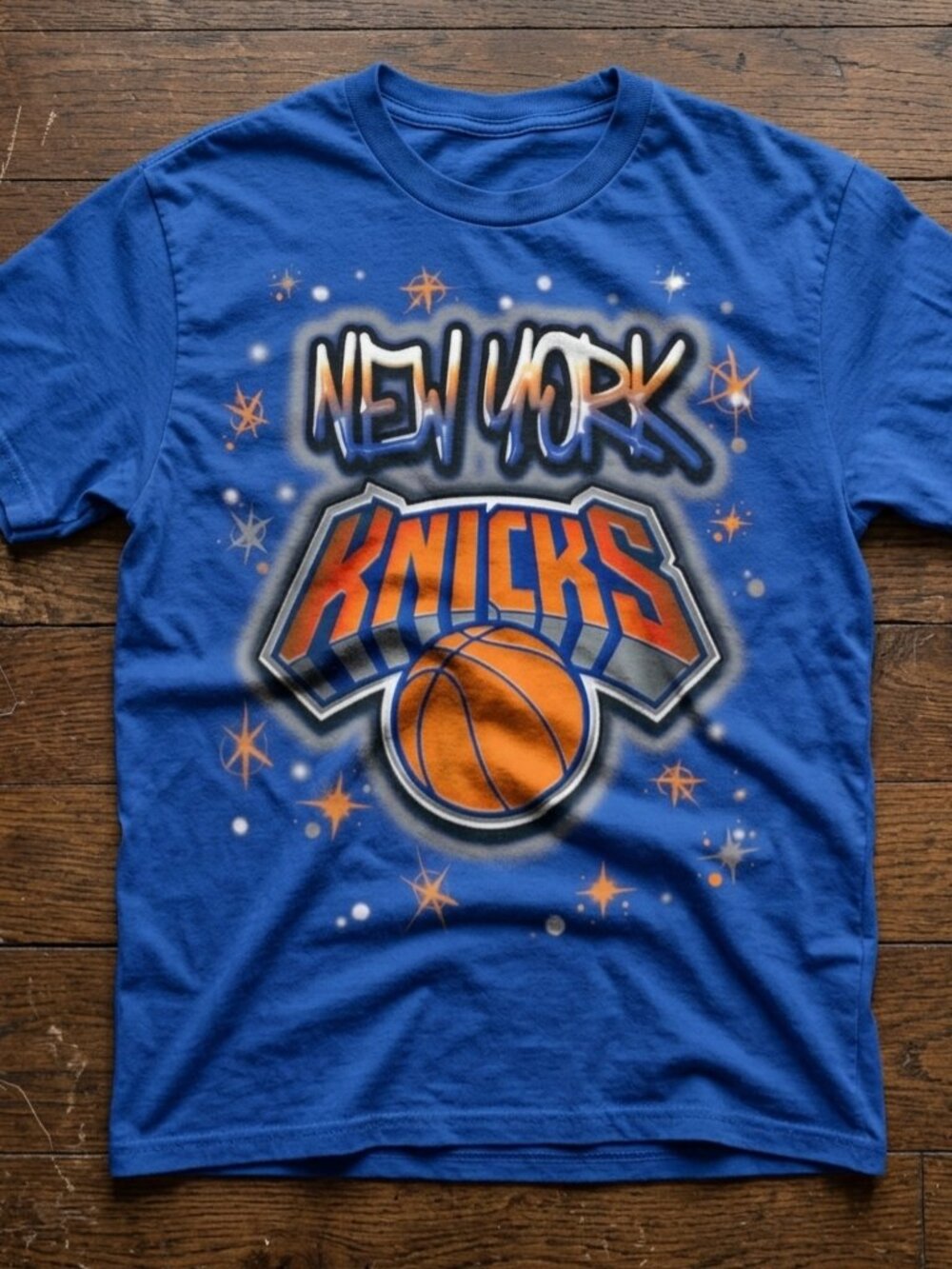 New York Knicks Vintage Y2K Graffiti Logo Graphic Tee Basketball Shirt